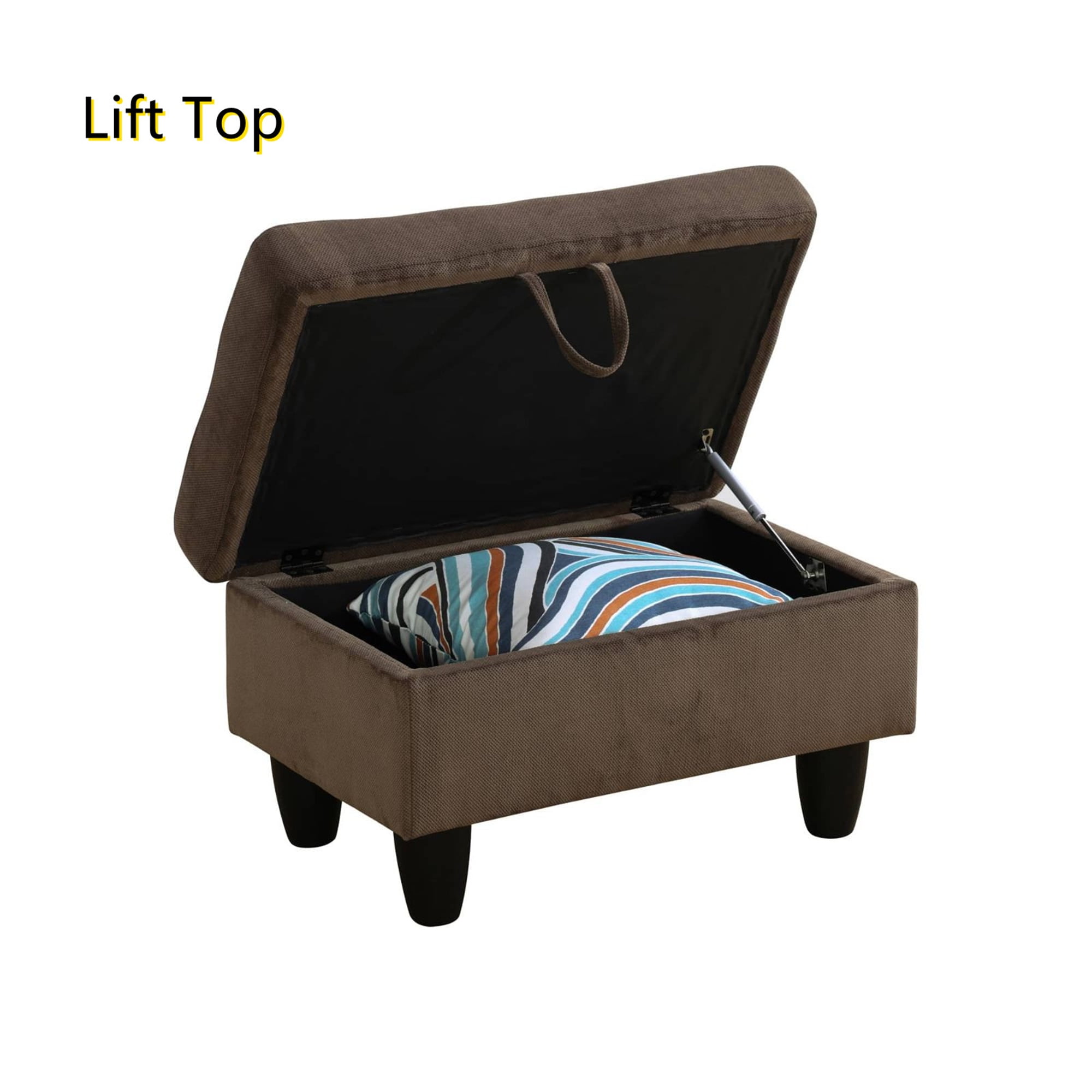 Aukfa 29" Storage Ottoman Bench with Lift Top for Home Office, Flannel, Brown