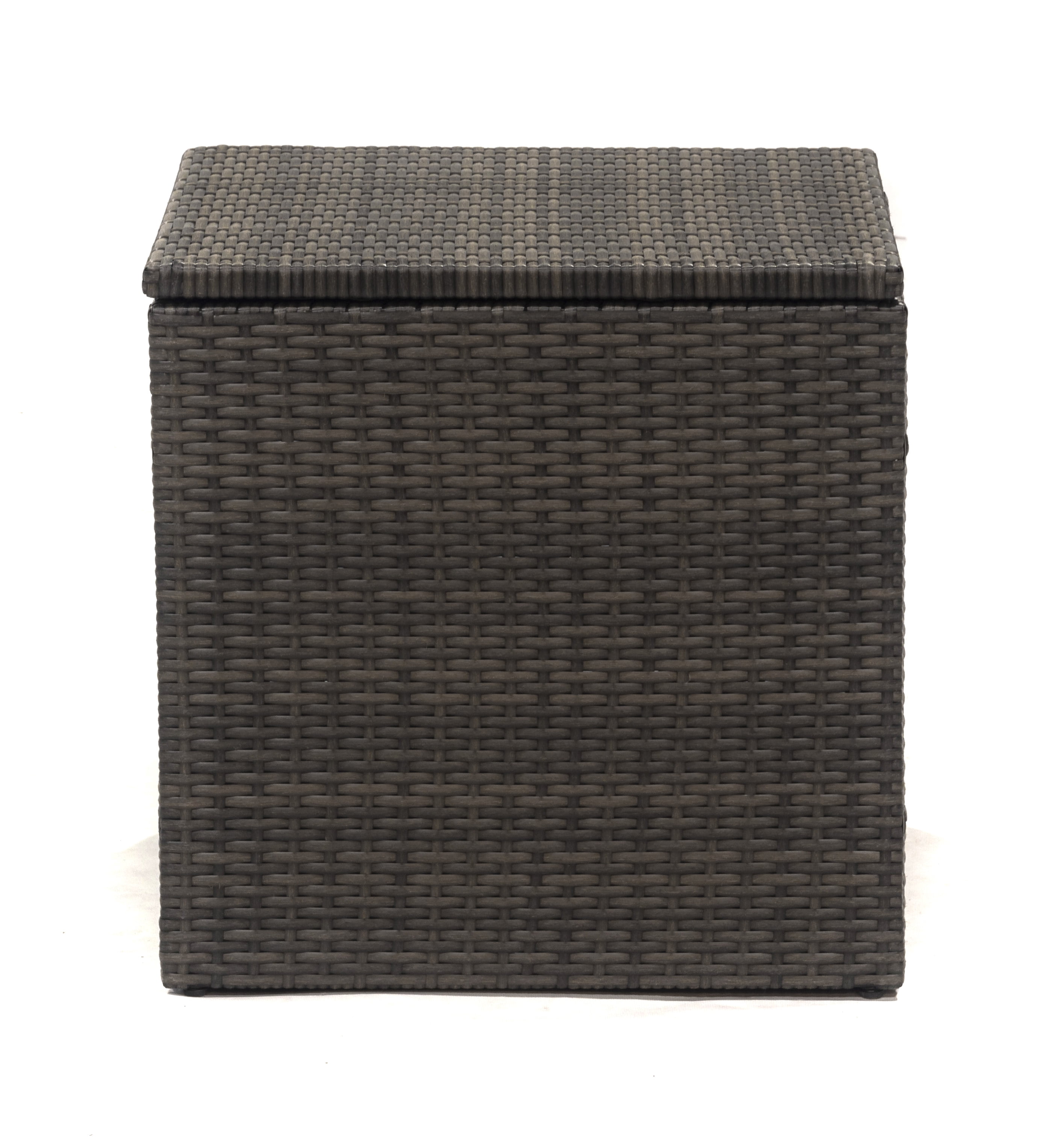 Outdoor Wicker Deck Box with Powder-Coated Steel Frame, Brown, 20 x 20 in