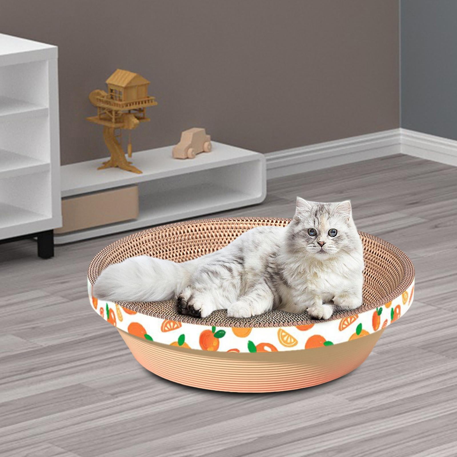 Bvdfgk Scratch Pads Bowl Pet Cushion Mat Lounge Bed Cats Scratcher Cardboard Scratching Orange 50x50x11cm