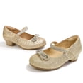 thumbnail image 3 of Bocca Little Girls' Shoes Slip-Resistant Mary Janes, 1IN Low Heel, Kitten Heel, Closed Toe Gold, 13 Little Kid, 3 of 7