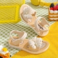 thumbnail image 4 of 6-7 Years Girls Toddler/Little Kid Open-Toe Flower Summer Dress Sandals Shoes Summer Girls' Sandals Anti-skid Soft Soles Small Medium And Large Children's Butterfly Decorative Princess Shoes Beige, 4 of 5