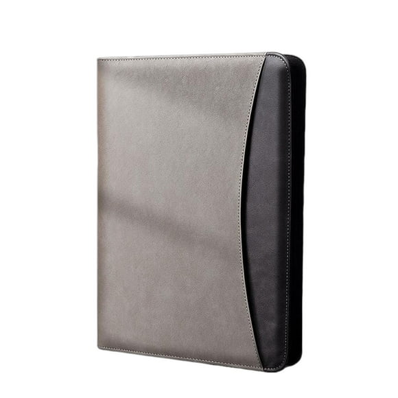 ZheElen Pince pour Tableau de Classement avec Calculatrice en Cuir d'Affaires Pince Multifonctionnelle Pince de Gestionnaire des Ventes Pince de Ventes Sac à Fermeture Éclair Gris