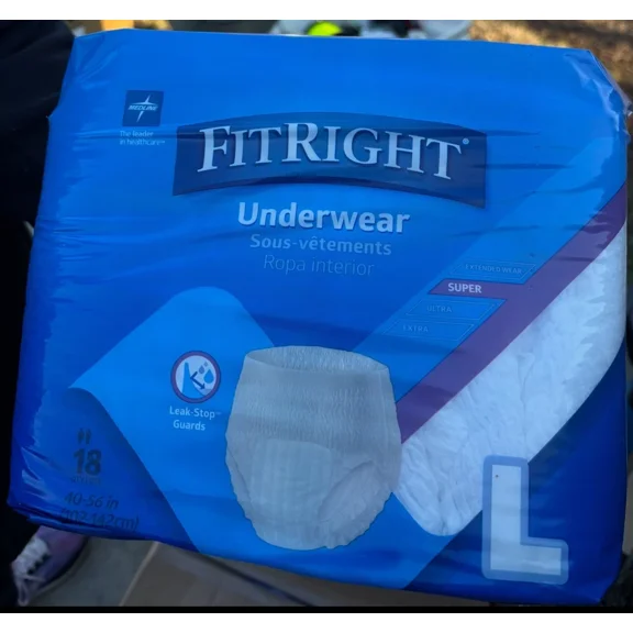 New Fitright Underwear Adult Diapers Briefs 18Ct Size L Large 40 To 56 In Fit