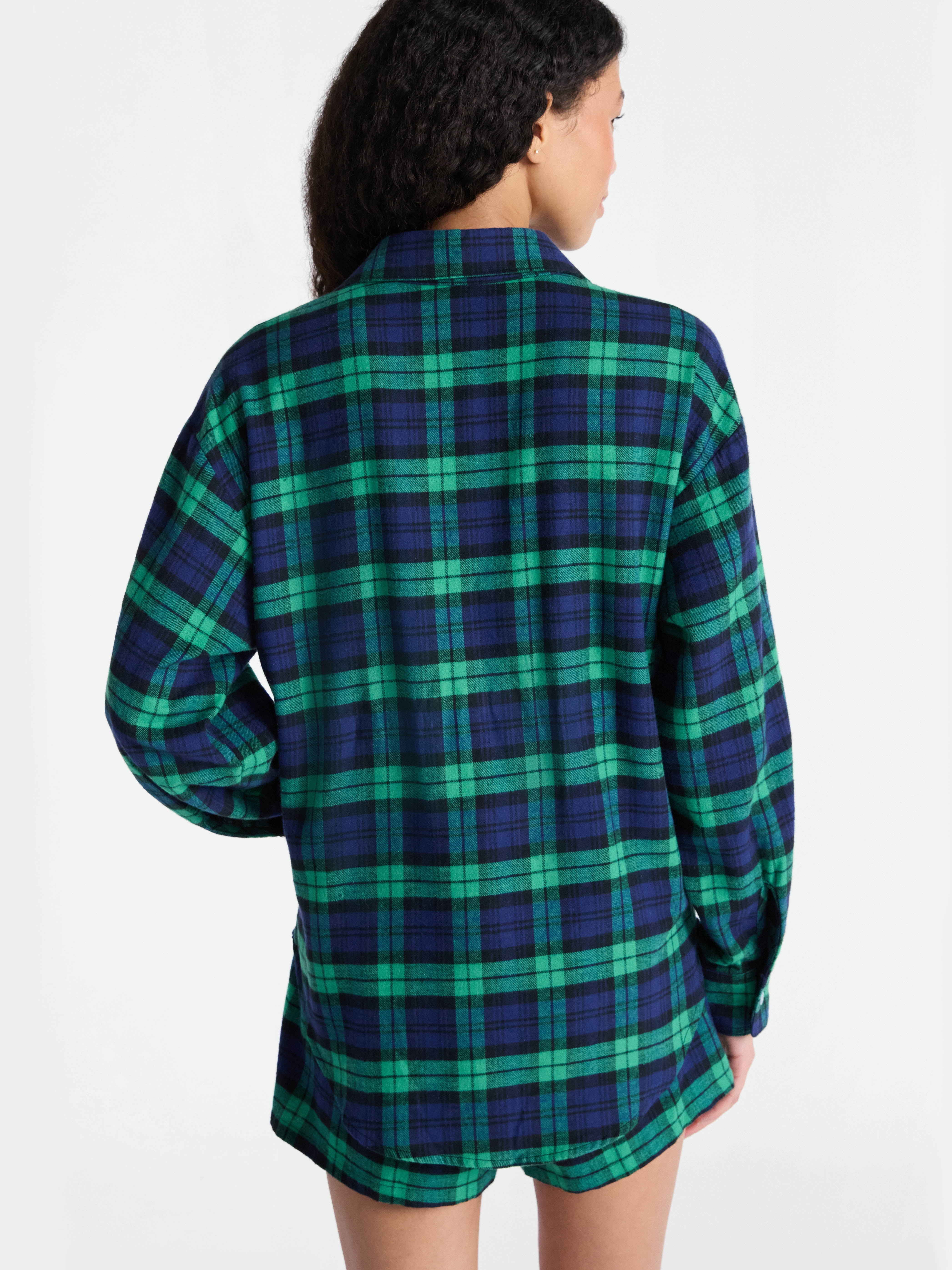 No Boundaries Sleepwear Cotton Flannel Button Down Shirt, Women’s