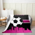 thumbnail image 2 of Soccer Blanket Queen 90x90 Teens Women Football Throw Blanket, Sport Game Fleece Blanket Gaming Gamer Flannel Blanket, Black Pink Soft Lightweight, 2 of 4