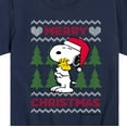 thumbnail image 3 of Peanuts - Merry Christmas Snoopy and Woodstock Hug - Toddler And Youth Holiday Short Sleeve Graphic T-Shirts, 3 of 6