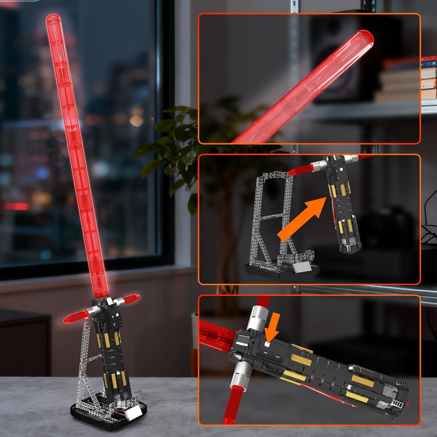 10239 Luminous Saber Building Kit, 1168 Pieces 1:1 Scale Light Sword Model with Rechargeable LED Lighting and Display Stand, Sophisticated Mechanical Assembly Project