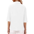 thumbnail image 2 of ZUKMRJPC 3/4 Length Sleeve Womens Tops Classic Button Down Collared Solid Color Shirts Lightweight Pleated Casual Loose Shirts, 2 of 7