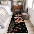 thumbnail image 4 of Gingerbread Christmas 2'x6' Runner Rugs for Hallway Kitchen Bedside Non Slip Washable, Xmas Balls Branches Black Entryway Rug Runners with Rubber Backing, Long Carpet Runner for Laundry Room, 4 of 8