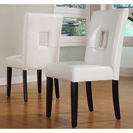 Modhaus Modern Faux Leather Square Keyhole Dining Chairs Black