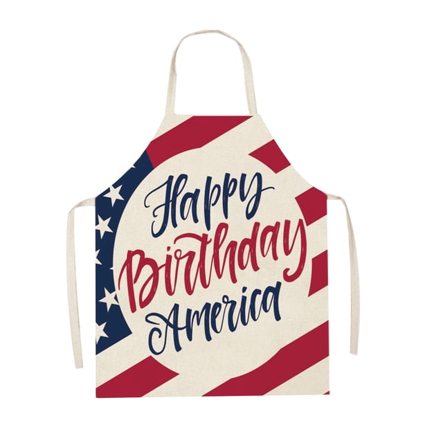 MVRLSH Special Offer Apron Sleeve American Independence Day Apron Home Party Sleeveless Coverall Kitchen Cooking Apron Adjustable Baking Apron (1pc)