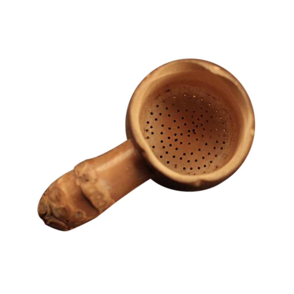 4x4.5x8.5cm VARIOUS New Natural Bamboo Infuser Strainer Mesh Tea Filter Spoon Locking Spice Cup Handmade Crafts Light Brown 