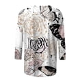thumbnail image 5 of Womens T Shirts Floral Print Round Neck 3/4 Sleeve Loose Fit Tops 2026 Spring Casual Basic Tees Fashion, 5 of 5
