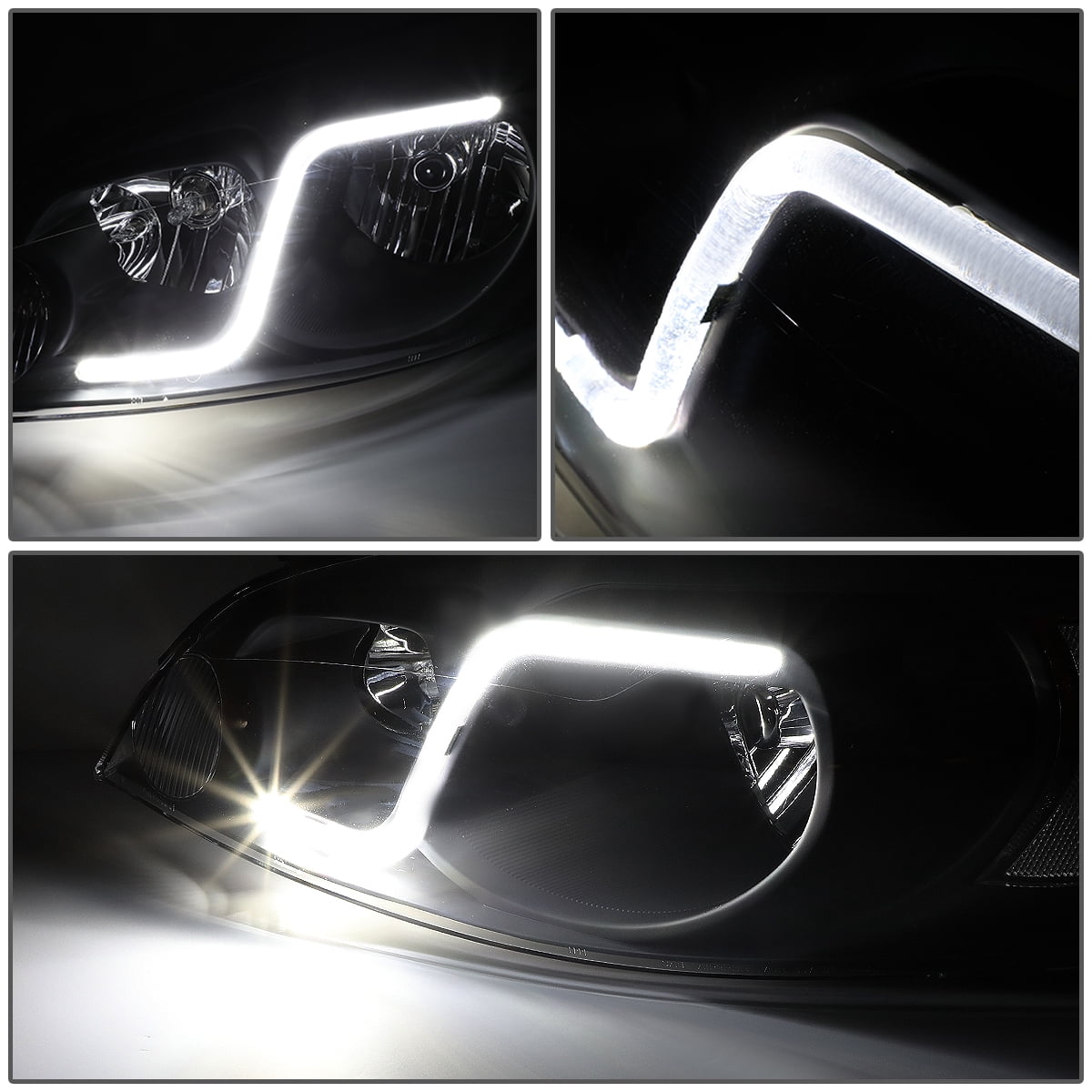 DNA Motoring For 06-16 Chevy Impala Limited Monte Carlo LED DRL Headlight Lamps Pair Black/Clear