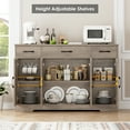 thumbnail image 3 of Homfa Buffet Cabinet with 3 Drawers and 4 Doors, 55.1” W Kitchen Sideboard Storage Cabinet with Adjustable Shelves, Farmhouse Coffee Bar Cabinet for Dining Room, Gray, 3 of 7