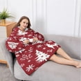 thumbnail image 5 of Oversized Wearable Blanket Hoodie,Red Christmas Tree and Deer Pattern Sherpa Blanket Hoodie with Super Pockets,Super Warm Fuzzy Pullover for Women & Men, 5 of 6