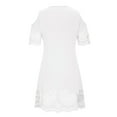 thumbnail image 5 of Summer Saving Wycnly Womens Dresses Party Prom Sexy Lace Patchwork Cold Shoulder Swing Tunic Short Dresses Summer Solid V-Neck Short Sleeve Formal Mini Dress White m, 5 of 7