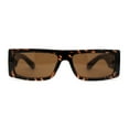 thumbnail image 3 of Square Flat Top Narrow Rectangular Plastic 90s Sunglasses Tortoise Brown, 3 of 4