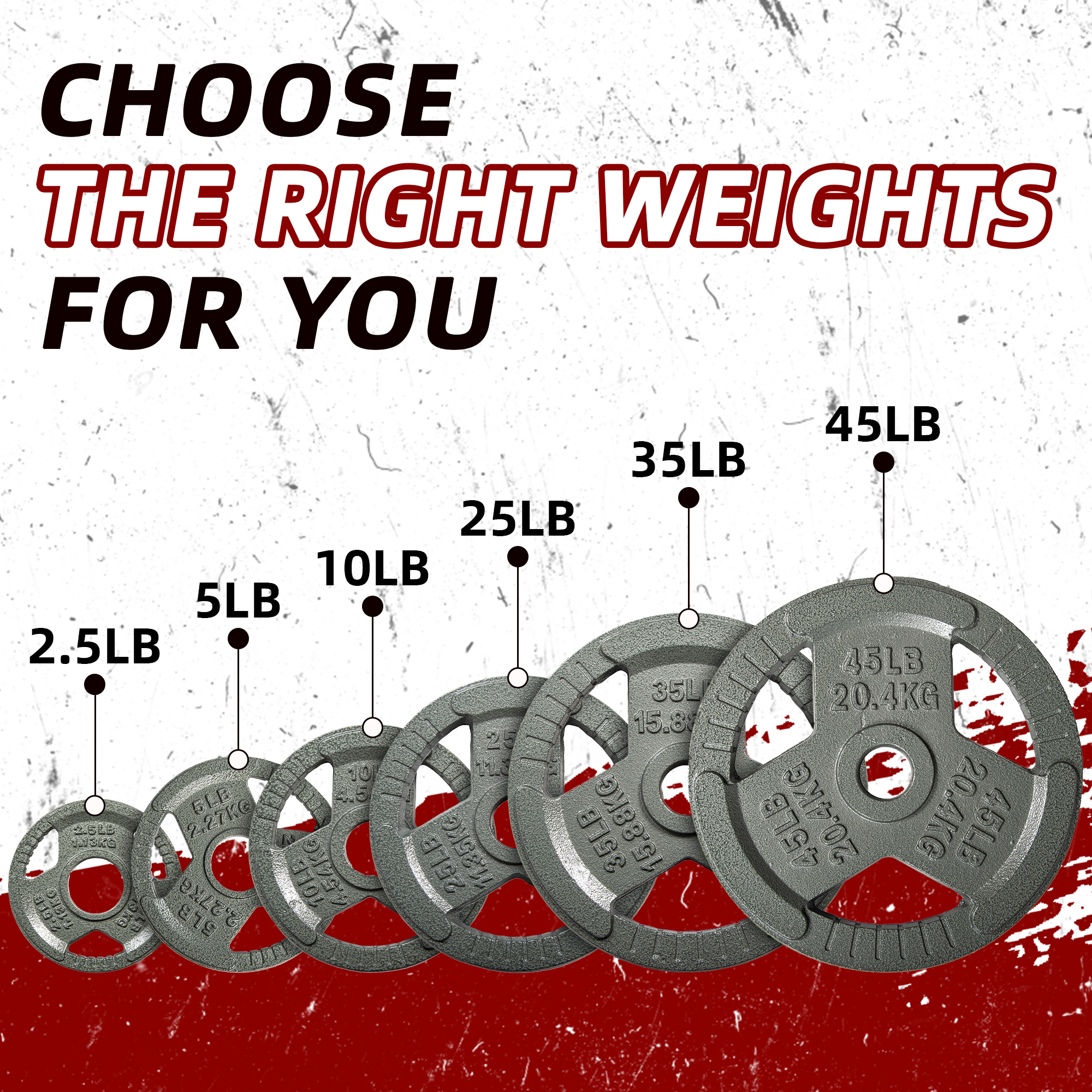 Signature Fitness Cast Iron Weight Plates for Strength Training, Fits 2-Inch Barbell, Multiple Size Options