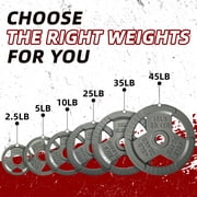 Signature Fitness Cast Iron Weight Plates for Strength Training, Fits 2-Inch Barbell, Multiple Size Options