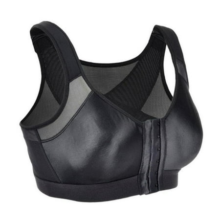 

Women s Sports Bra with Front & Strap Buckle Posture Corrector Underwear Cross Back Yoga Mesh Tops for Fitness 4 Sizes Black S