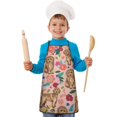 thumbnail image 2 of Dogs with Flowers Kids Aprons for Girls and Boys,Adjustable Neck Strap Toddler Aprons for Kids Cooking Baking, 2 of 7