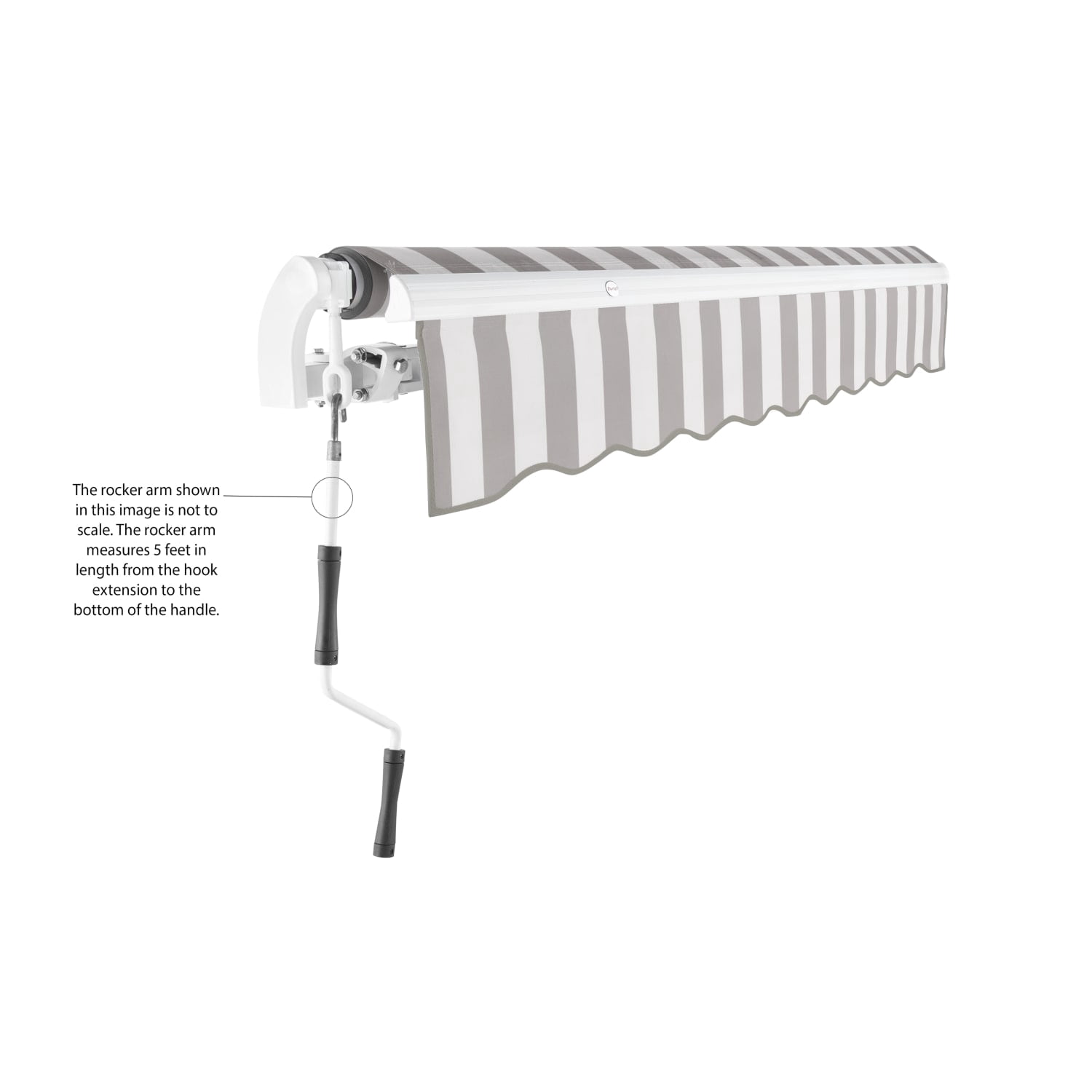 Awntech 10 Ft California Medium Duty Manual Retractable Patio Fixed Awning (120in x 7.88in x 96in), Gray/White Stripe