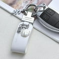 thumbnail image 4 of sunsanly Car Key Chain Leaf Shell Decor Exquisite Wide Strap Smooth Car Keys Storage Faux Leather Luxury Car Key Ring Holiday Gift, 4 of 8