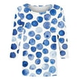 thumbnail image 4 of MuZeFu 3/4 Length Sleeve Womens Tops Women's Fashion Casual Color Block Printing Round Neck 3/4 Sleeve T-shirt Top Blouse, 4 of 4