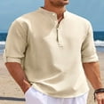 thumbnail image 2 of Hawaiian Seersucker Cardigan Men‘s Button Down Long Sleeve Plus Size Shirt, 2 of 5