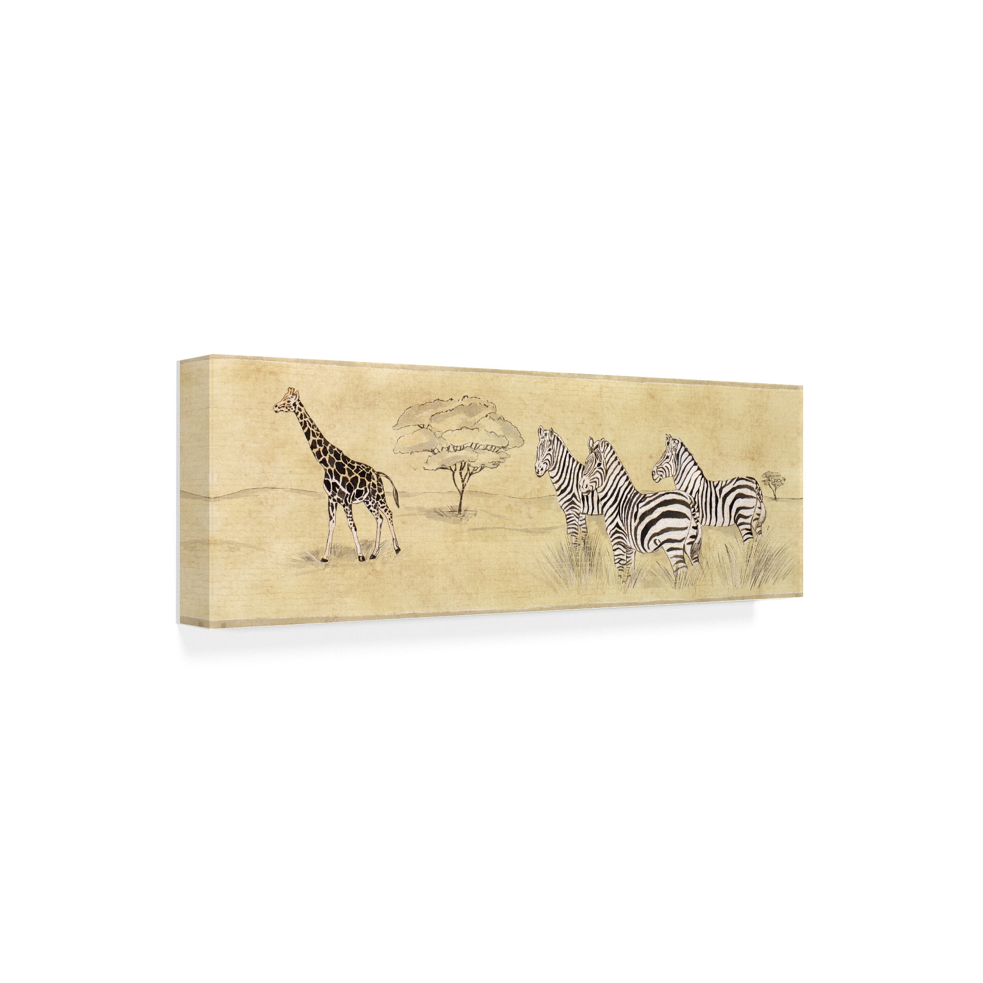 Trademark Fine Art 'Zebras Next To Giraffe' Canvas Art by Pablo Esteban