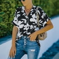 thumbnail image 5 of Women Casual Floral Shirts Summer Loose Short Sleeve Button down Chiffon Blouse Top, 5 of 7
