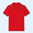 thumbnail image 4 of Miluxas Boys Girls Shirts Short Sleeve Kids Summer Casual Uniform T-Shirts Cotton Soft Color Block Tops Red 7-8 Years, 4 of 5