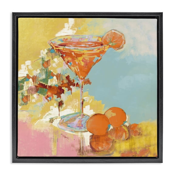 Stupell Industries Summer Citrus Martini Black Framed Floater Canvas Wall Art, design by Jane Slivka