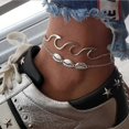 thumbnail image 1 of Conjunto de 2 tobilleras bohemias con ondas de concha, cadena de cuero para el pie, pulsera de tobillo bohemia de playa para mujeres y niñas., 1 of 5
