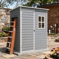 thumbnail image 3 of 5 x 3 Ft Outdoor Storage Shed with Lockable Door, Weatherproof Resin Garden Shed with Floor & Ventilation for Patio, Lawn, Gray, 3 of 9