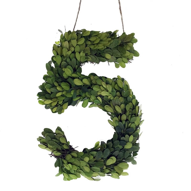 Modern Home 12" Real Preserved Boxwood Monogram Wreath Letters - 5