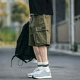 thumbnail image 1 of toraway Men's Summer New Loose Washed Cargo Quarter Pants XXL, 1 of 3
