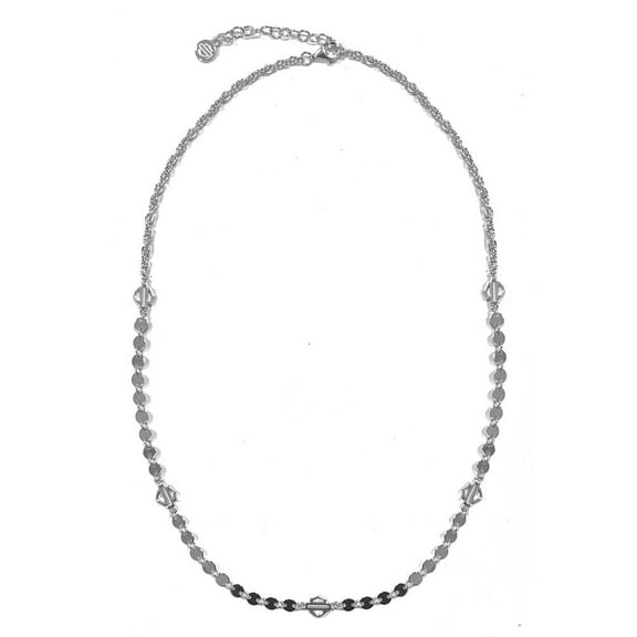 Harley-Davidson Womens Small Disc B&S Chain Necklace, Sterling Silver HDN0474-16, Harley Davidson