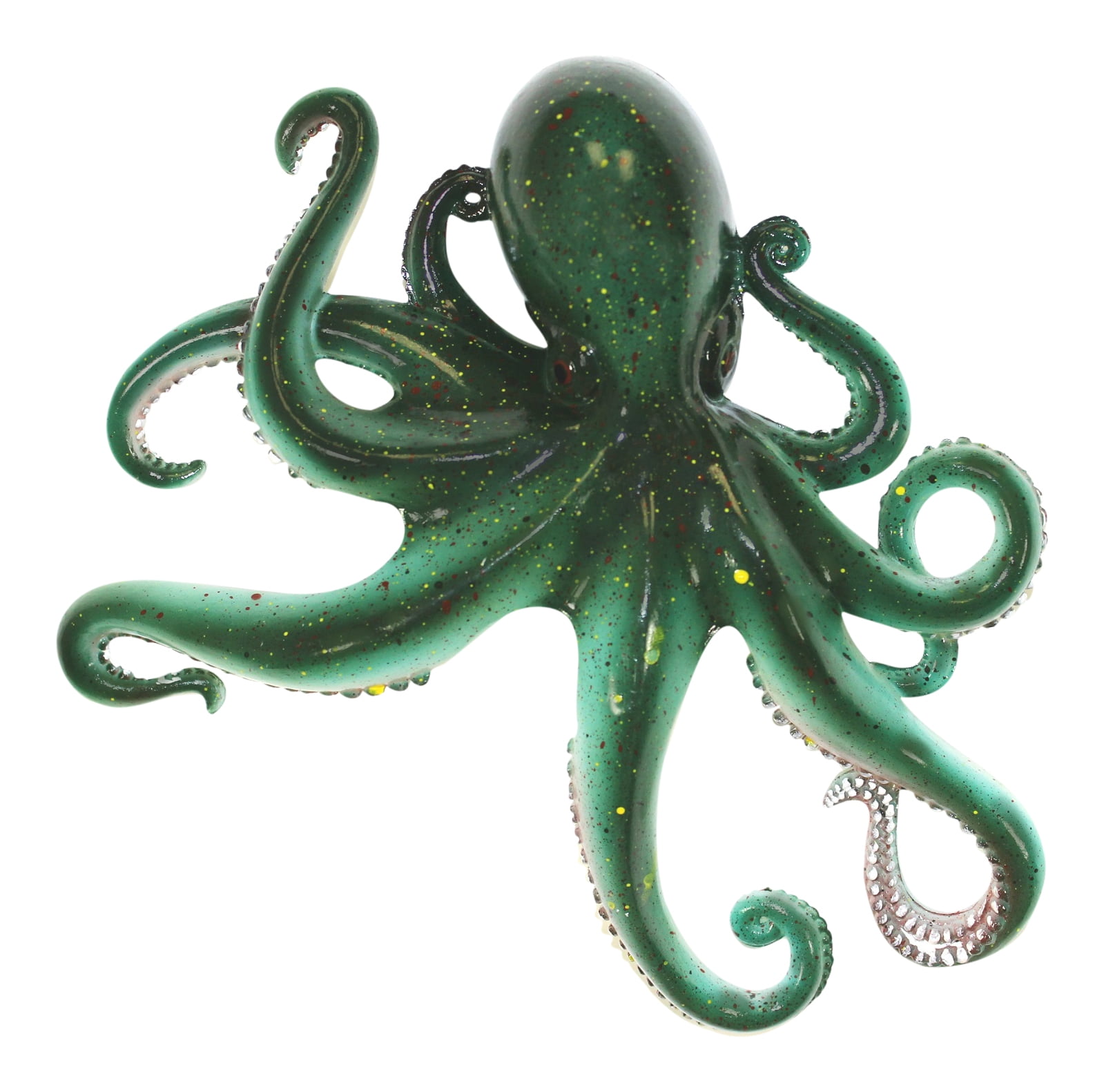 Coastal Sea Creature Green Octopus 9 Inch Wall Decor Resin Plaque