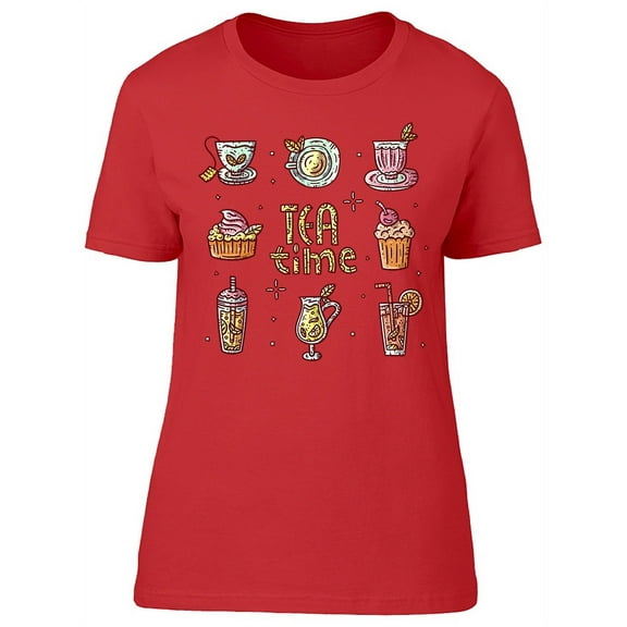 Font Tea Party, Doodles T-Shirt Women -Image by Shutterstock, Female x-Large