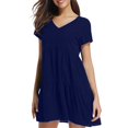 thumbnail image 2 of WTXUE Dresses, Shift Short Sleeve Vestidos Casuales Para Mujer V-Neck, Sleeve Short Ruffle Casual V Swing Loose Dress Solid Mid-Length Women, Blue Size XXL, 2 of 5
