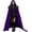 Purple, variant on Unisex Solid Velvet Adult Full Length Hooded Robe Cape with Classic Gothic Feather Cloak Suit
