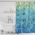 thumbnail image 4 of Turquoise Blue Teal Waterproof Fabric Shower Curtain,Chic Stained Glass Texture Aesthetic Waterproof Fabric Shower Curtain for Bathroom Bathtubs Shower Curtains with 12 Hooks Extra Long 72x96, 4 of 8