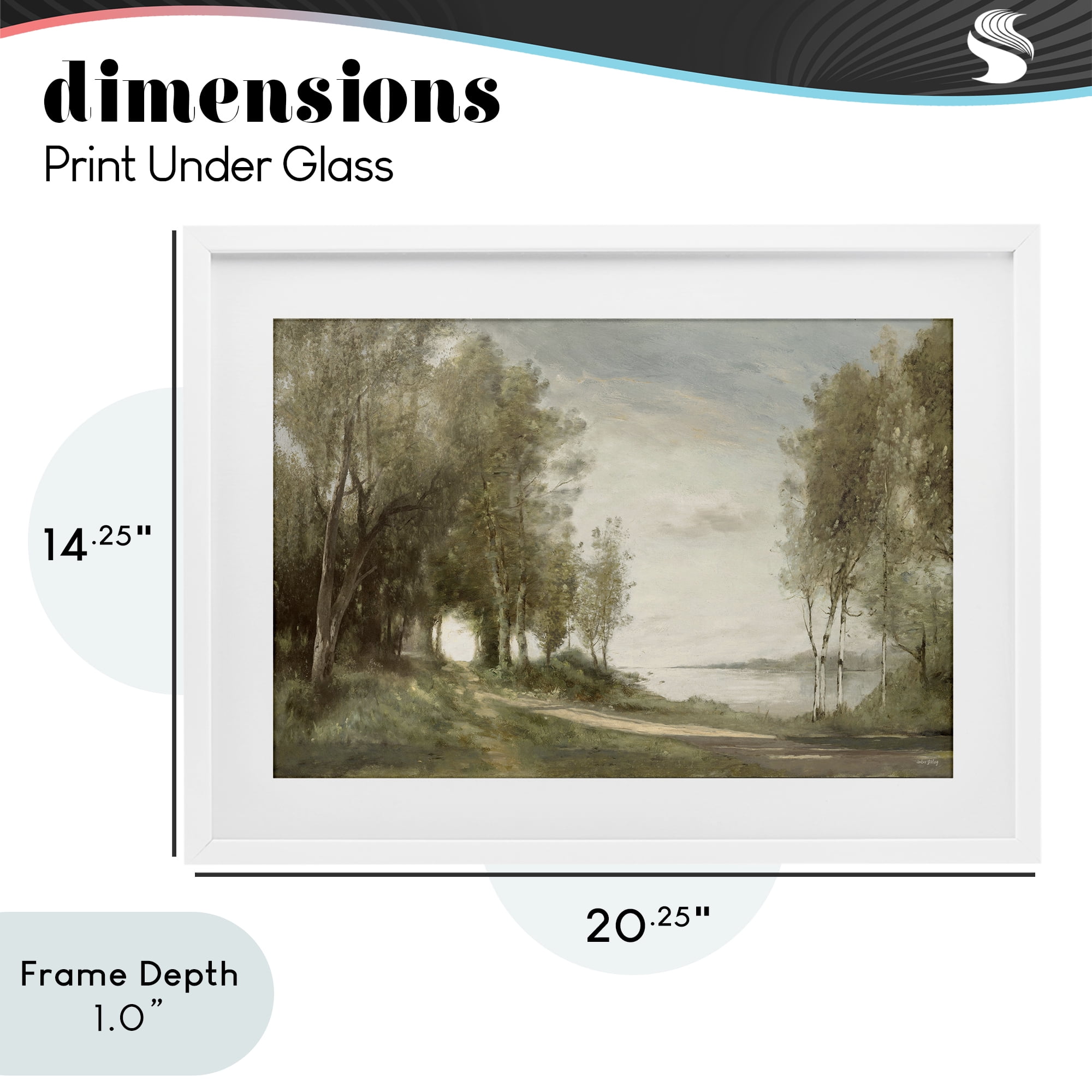 Stupell Industries Tranquil Lakeside Path White Framed Print Under Glass, design by Amber Sterling