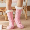 thumbnail image 3 of One Size Calcetines de invierno para mujer, calcetín de algodón suave y cálido, zapatos antideslizantes para el hogar, regalo de Navidad, calcetín tejido para dormir en el suelo d, 3 of 5