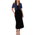 thumbnail image 2 of INSPIRE CHIC Women's Cropped Bolero Sequined Trim Short Sleeves Open Front Shrugs L Dark Blue, 2 of 6
