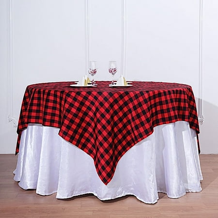 

BalsaCircle 70 x 70 Square Gingham Checkered Polyester Tablecloth Black and Red