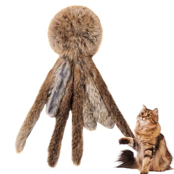 Faux Cat Toys, Fluffy Plush Cat Kicker Toy with Silvervine Gall Fruit & , Soft Octopus Ball Interactive Indoor Kitten Hunting Chasing Toys for Cats Kittens