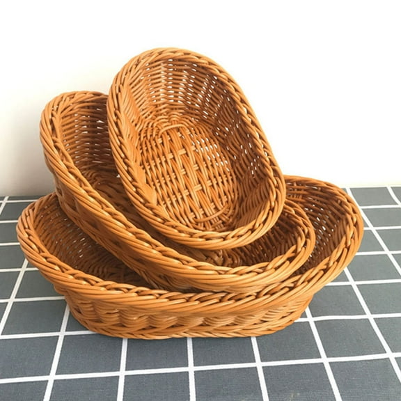UPOUART 2Pcs Serving Bread Basket Plastic Storage Baskets Brown Home Decoration Food Store